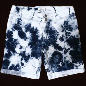 Jordache Girl's Blue Denim Jean Shorts, Size 8, Tie Dye, 28" Waist, 7" Inseam